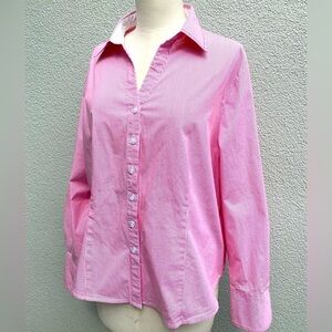 Petite Haggar Peppermint Striped collared long sleeved women’s blouse 12PL